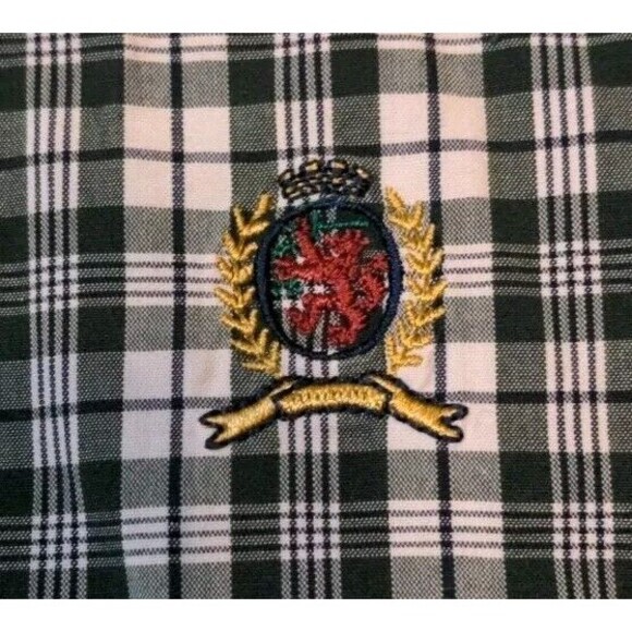 Tommy Hilfiger Shirt Mens XXL Green Plaid Pocket ButtonUp Vintage Lions Crest - Picture 3 of 8